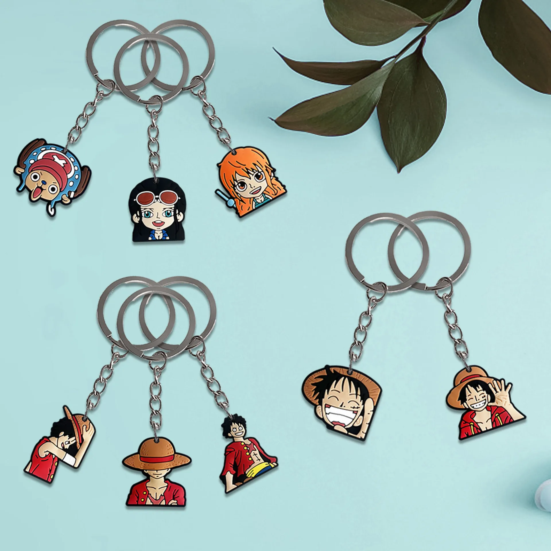 Porte-clés personnage de dessin animé une pièce, porte-clés en PVC, pendentif sac à dos, accessoires pour enfants, cadeau d'anniversaire pour enfants