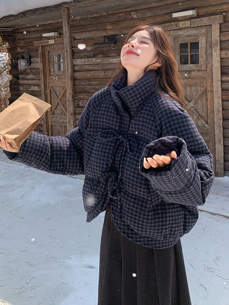 

Женская розовая клетчатая куртка, пальто с длинным рукавом, утепленное пальто Harajuku, 90-е годы, корейская теплая водолазка, стеганая куртка, винтажная зима 2025