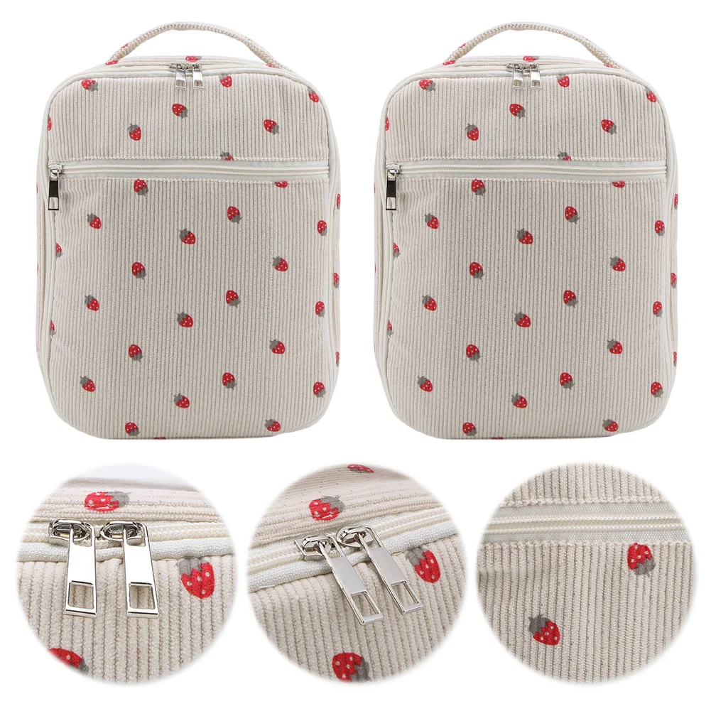 

Сумка для обеда для женщин, вельветовая герметичная сумка для обеда, клубничная коробка для завтрака, чехол для обеда для школы, путешествий, пикника