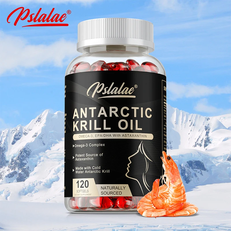 

Antarctic Krill Oil - Natural Antioxidant, Promotes Brain Function and Skin Health, Enhances Cellular Energy, Non-GMO