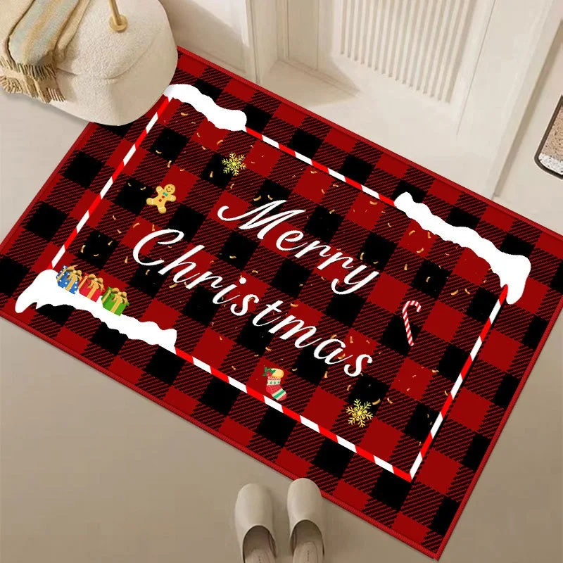 Magical Blue Santa Sleigh Moon Christmas Doormat Non Slip Entrance Rug For Winter Night Holiday Home Decor Gift