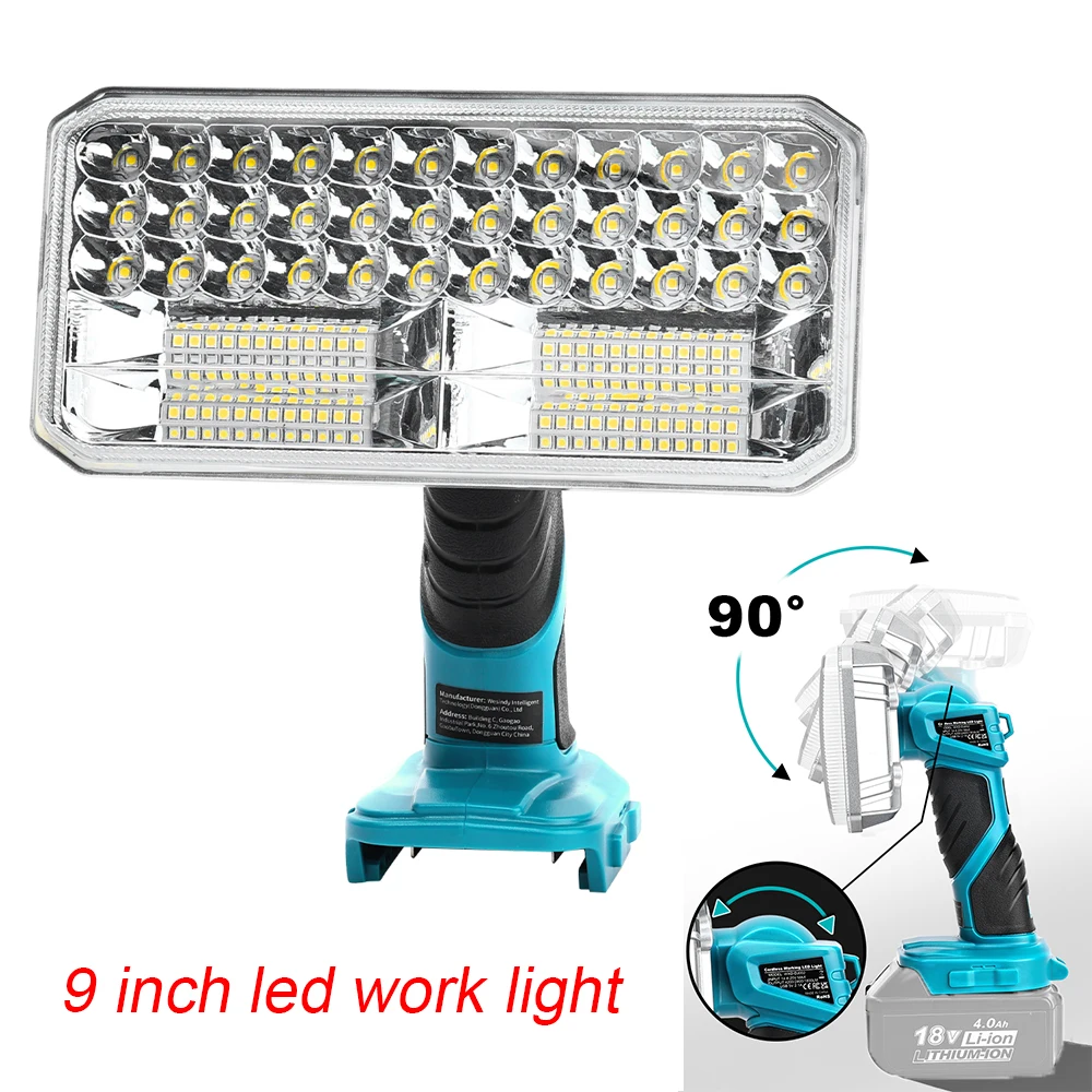 

9-дюймовый портативный светодиодный фонарик для литий-ионной батареи Makita 18 В с USB и типом C, аварийный инструмент для рыбалки на открытом воздухе, светильник из цинкового сплава