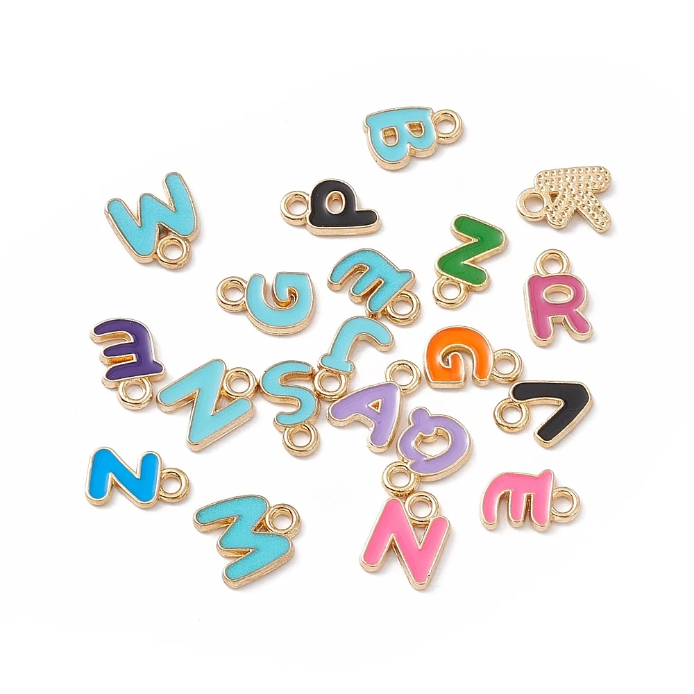 100Pc Letter Pendants Random Letter Charm for Jewelry Making 10x7~9x1.5mm Hole: 1.6mm