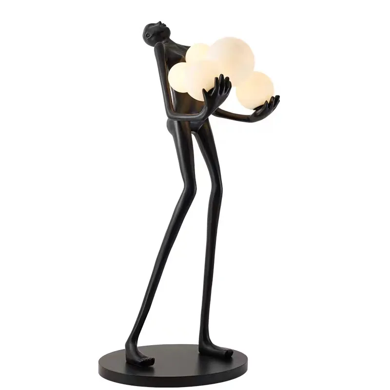 Modern Art Sales Building Resin Humanoid Sculpture Floor Lamp Personality Atmosphere Hotel Lobby Commercial Space
