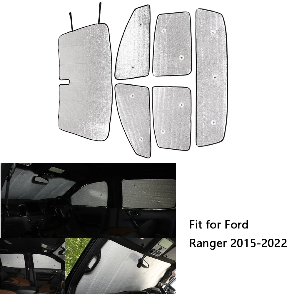 

6pcs Car Sun Shades UV Block Sun Visor For Ford Ranger 2015-2022 Car Window Sunshade Visors Set UV Block Cover with Suction Pad