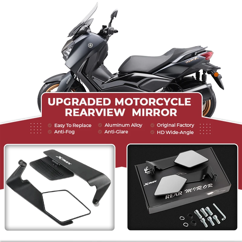 Track Certified Wide-angle Motorcycle Fixed Wind Wing Rearview Mirror For AMAHA Xmax300 Xmax250 XMAX Xmax125 VMAX1700 VMAX1200