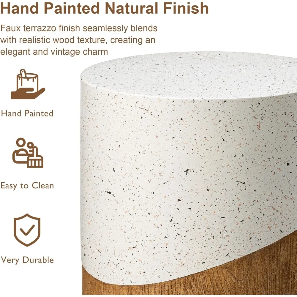 طاولة جانبية مزخرفة على الطراز العتيق مع حامل زراعة على شكل تيرازو صناعي ومظهر خشبي للاستخدام في النهاية بجانب السرير ومنضدة #3