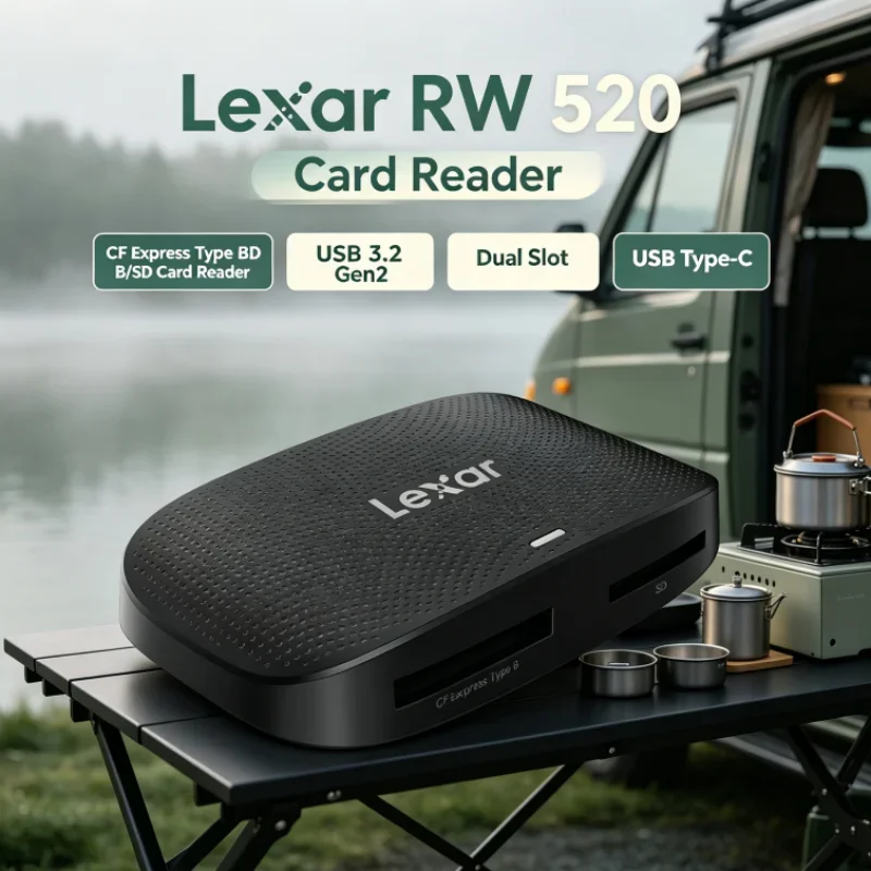 Lexar RW520 Memory Card Reader USB 3.2 Gen 2 High Speed CFexpress Type B SD Card Reader 2-in-1 Cable for Camera Data Transfer