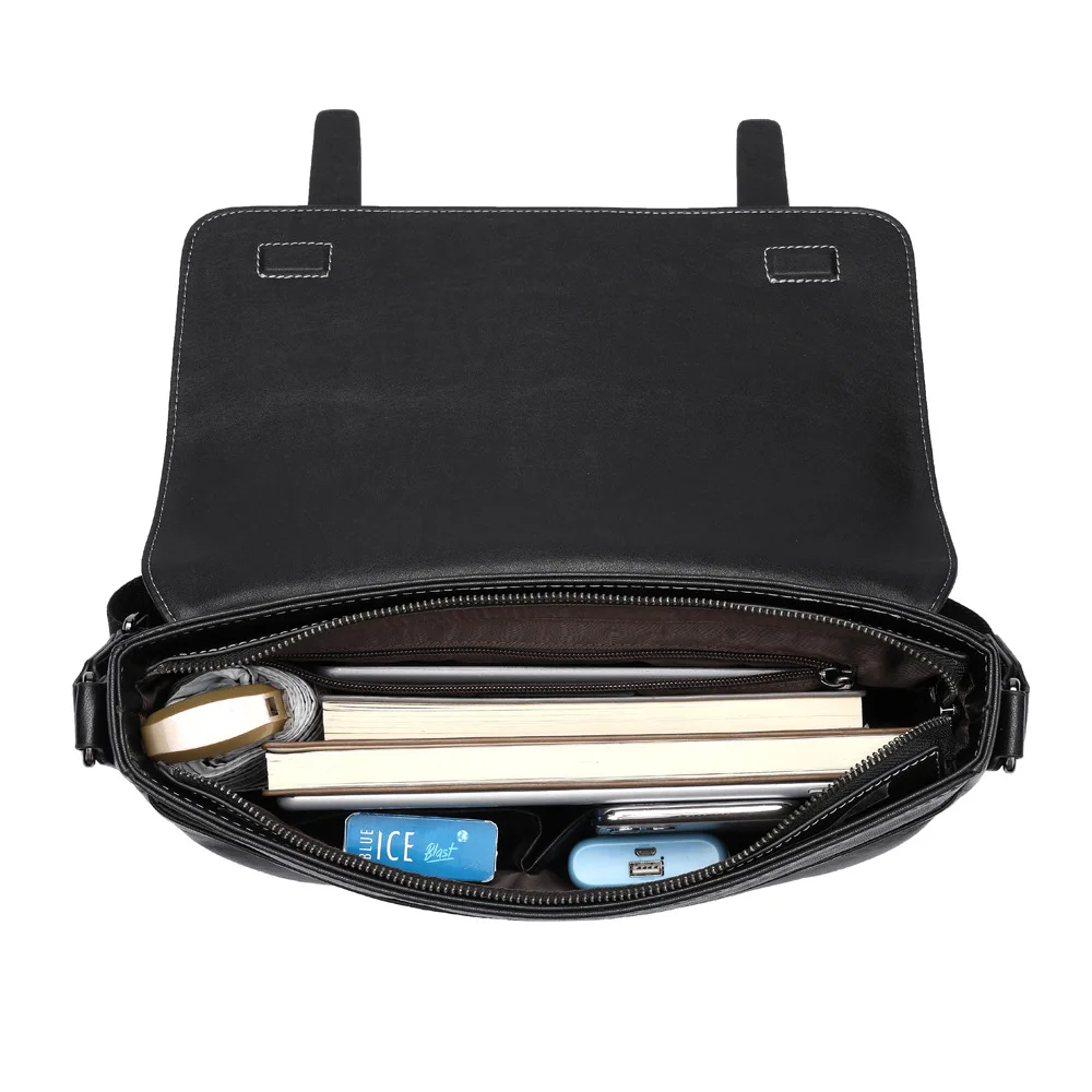 New Genuine Messenger Luxury Man Bag Leather Shoulder Horizontal Large Capacity Crossbody Vintage Cowhide Men's Bag Brief Case