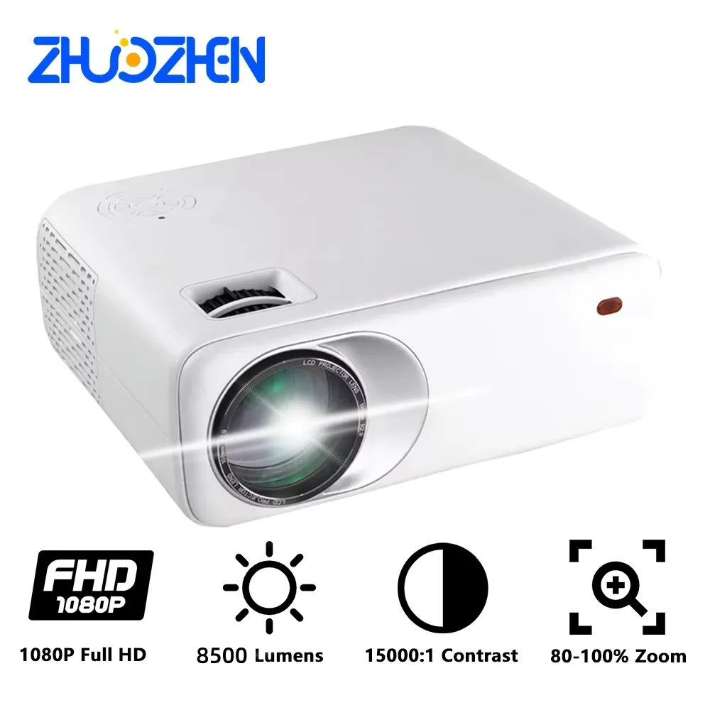 Zhuozhen CR7 TD97s Full HD 1080P With 4K Decoding Smart Home Projector With 8500 Lumens Android 9.0 2.4/5G Dual-band WIFI Beamer