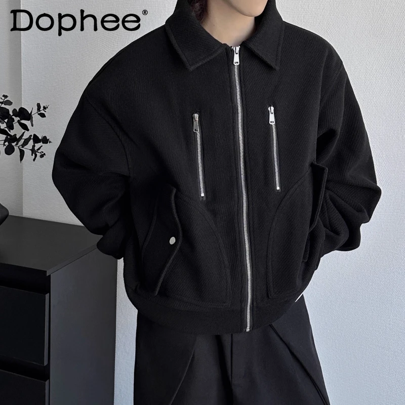 

Men Women 2025 Winter New Fashion American Style Tooling Jackets Multi Zipper Decoration Parkas Simple Loose Warm Parkas Coats