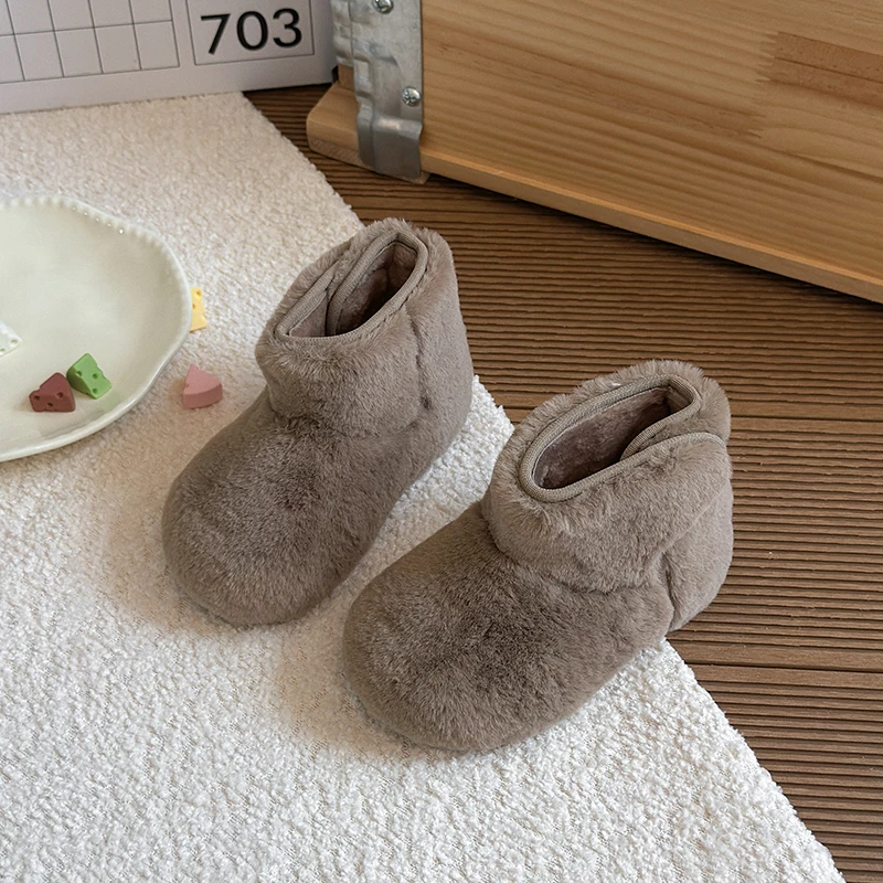 Baby Girls Boys Snow Boots Autumn Winter Children Warm Plush Ankle Boots Student Soft Sole Anti-slip Toddler Kids Outdoor Shoes