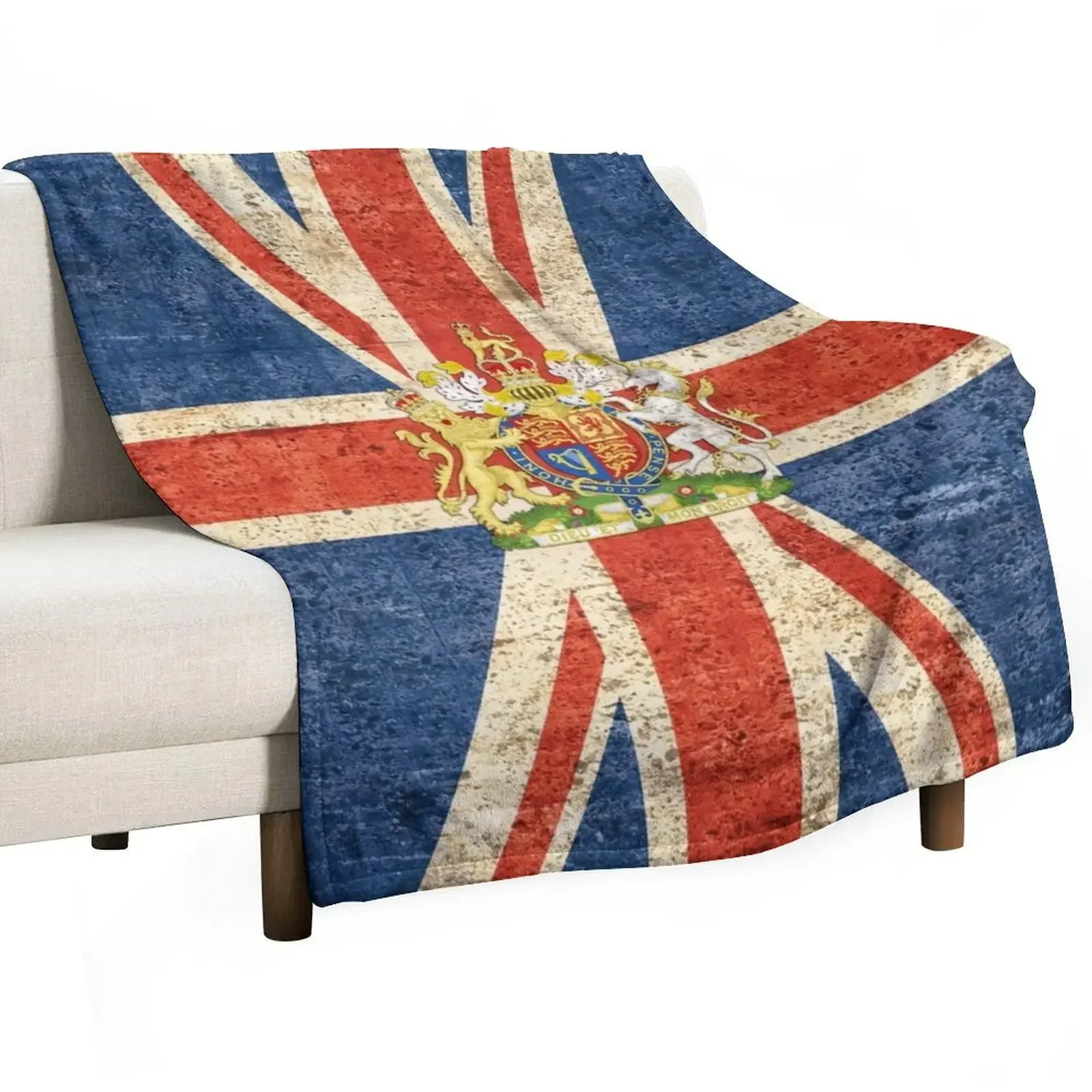 

Flag of United Kingdom and Royal coat of arms of United Kingdom, Throw Blanket Thin Baby Flannel Fabric Blankets