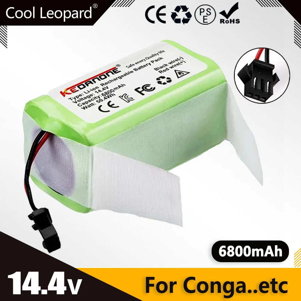 

14.4V 6800mAh Li-ion Battery For Conga 990 1090 Tesvor X500 Ecovacs Deebot N79 N79S DN622 Eufy RoboVac 11 11S RoboVac 30