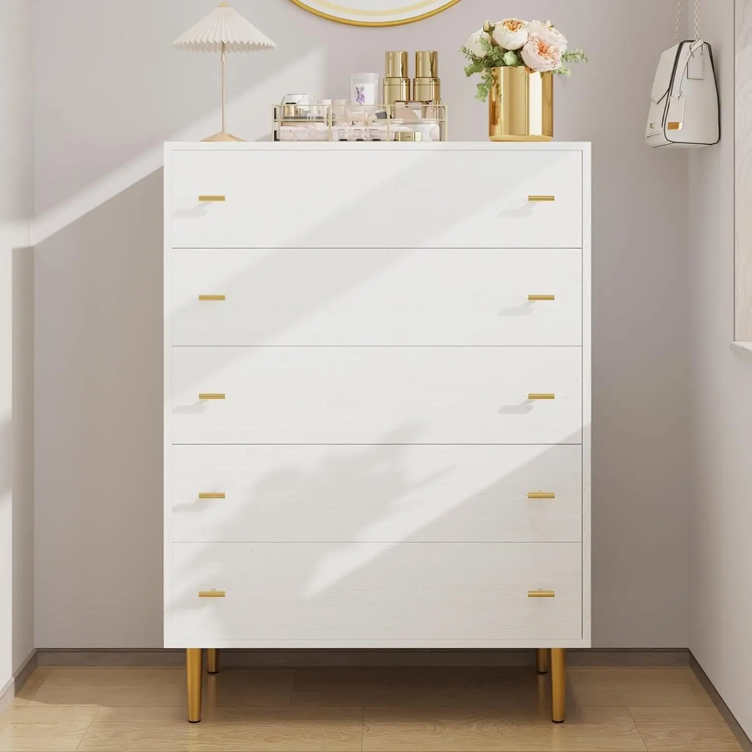Farmhouse 5 Drawer Dresser for Bedroom, 43