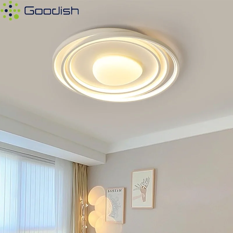 

Minimalist Cream Wind Ceiling Lights Circular Lamps Eye Protection Art for Living Dining Room Bedroom Home Decoration Chandelier