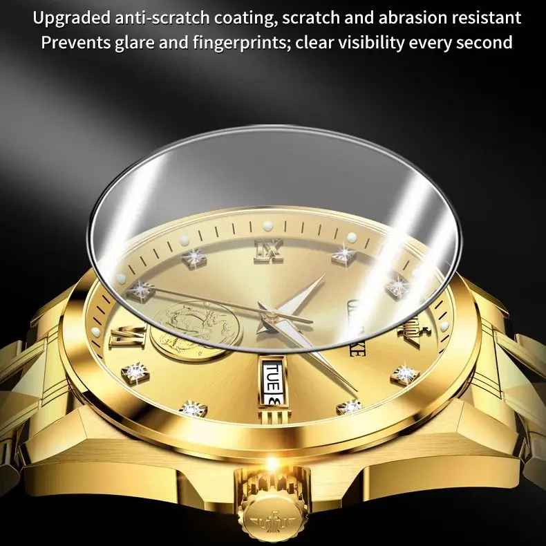 OUPINKE 3259 ساعة رجالية ذهبية حقيقية فاخرة مستوردة جميع ساعة ميكانيكية أوتوماتيكية ماركة التنغستن الصلب الياقوت ساعة رجالية هدية