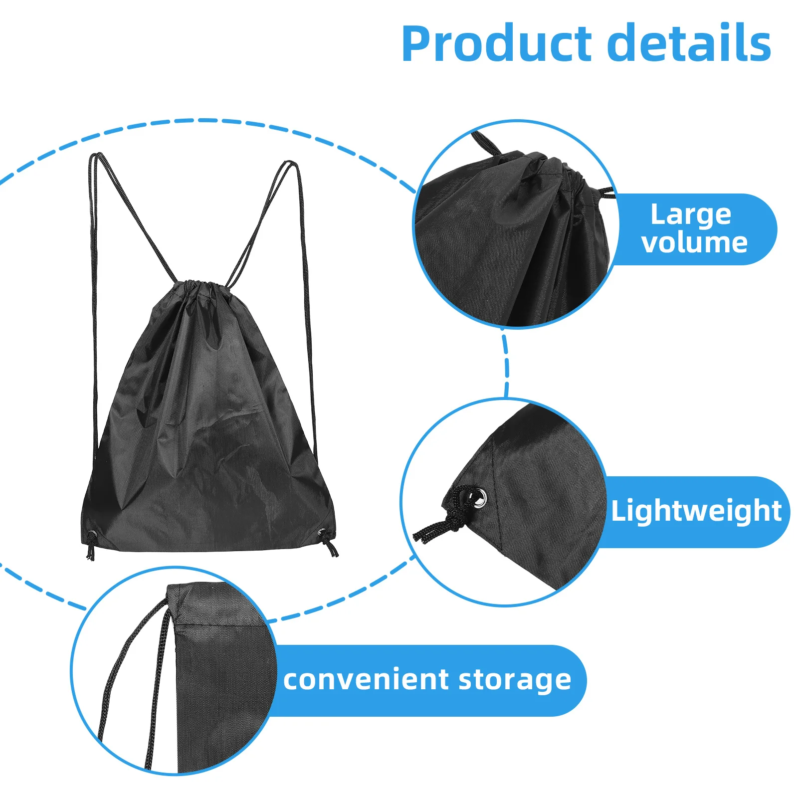 Cycling Storage Drawstring Bag Polyester Lightweight Portable Pouch Carrying Holder for Bike Travel and Sports