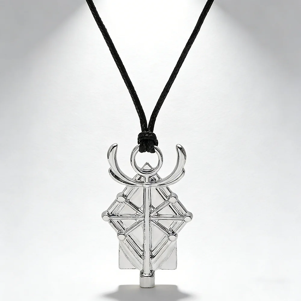 Frieren Beyond Journey's End Staff Emblem Pendant Necklace Metal Black Wax Rope Necklace Anime Cosplay Jewelry Gift for Fans