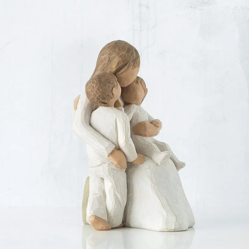 Hand-Painted Sculpture, Mother Holding Child Figure Sculpture Home Living Room Study Desktop Decoration Decoration Holiday Gift