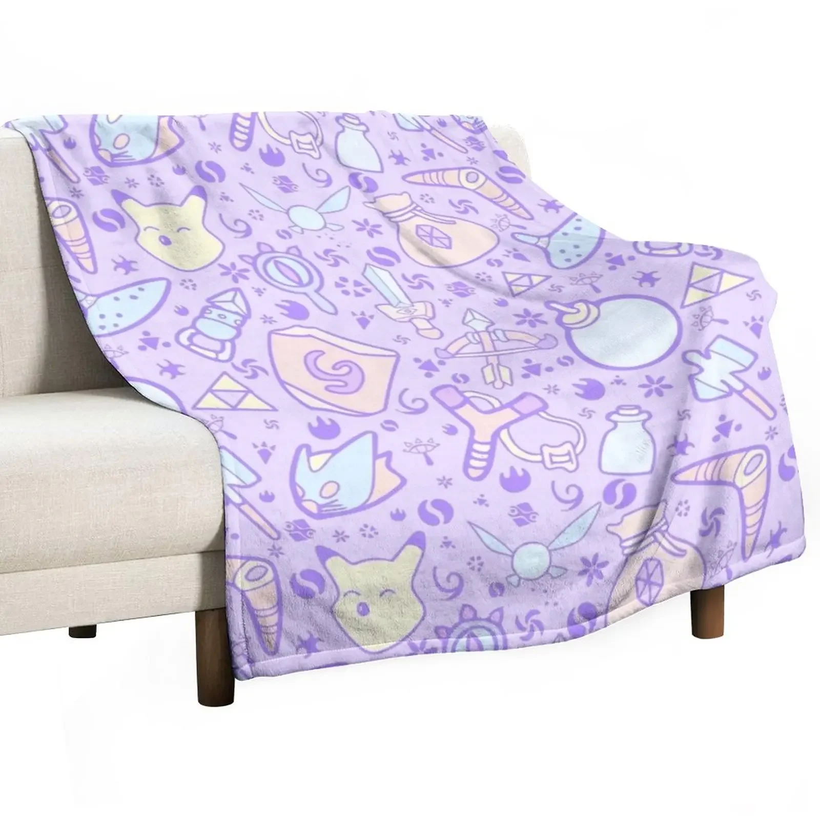 Zelda Doodlez (Purple Pastel ver.) Throw Blanket Sofa Blankets Picnic Blanket Blanket Fluffy