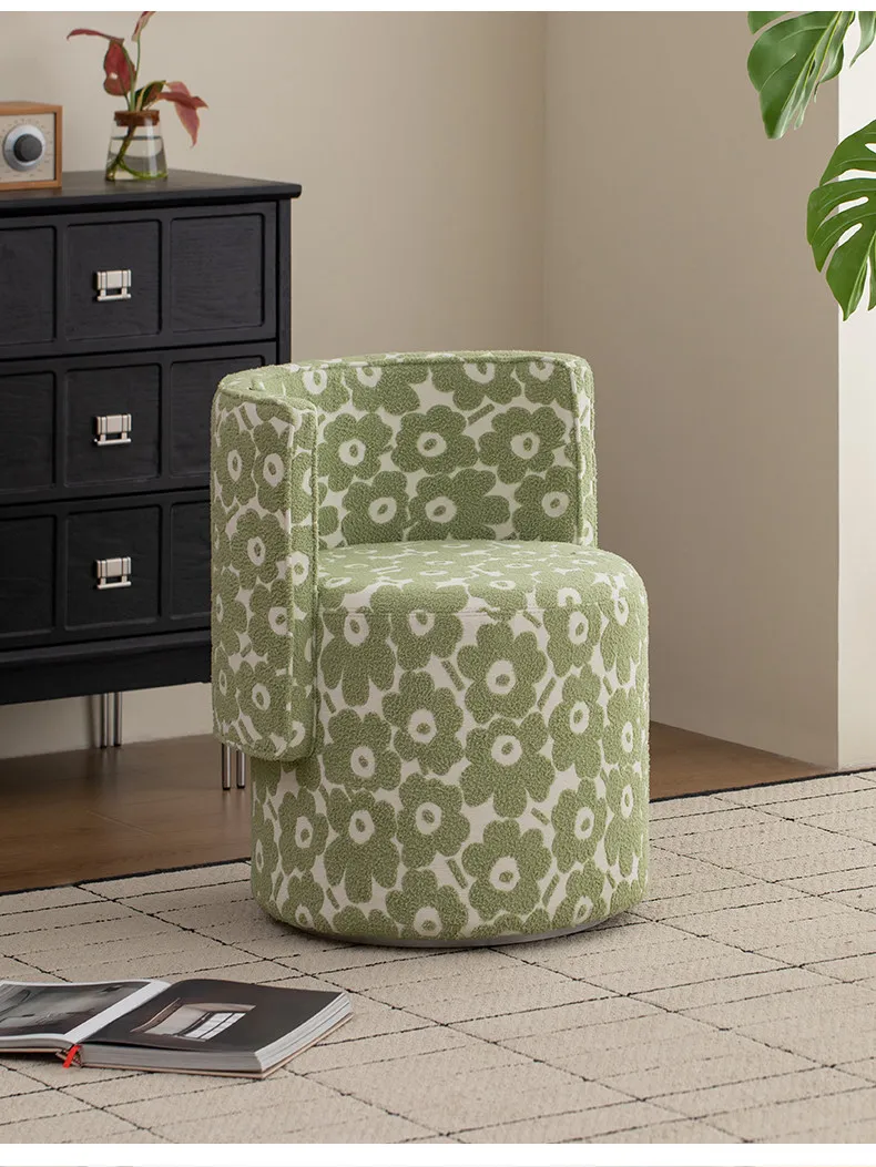 HYS Princess Style Makeup Stool Cream Style Makeup Stool Light Luxury Premium Master Bedroom Rotary Back Chair