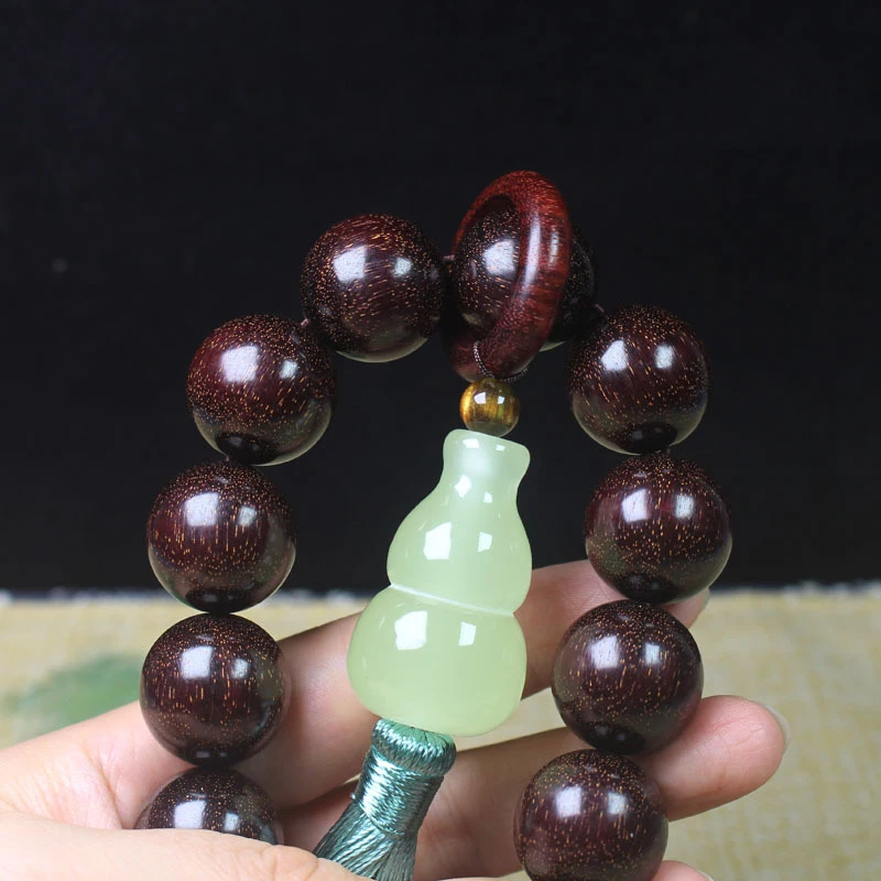 Zambian Rosewood Golden Star 20mm Ornament with Luminous Gourd and Hanging Ring, Car Pendant Decorative Item