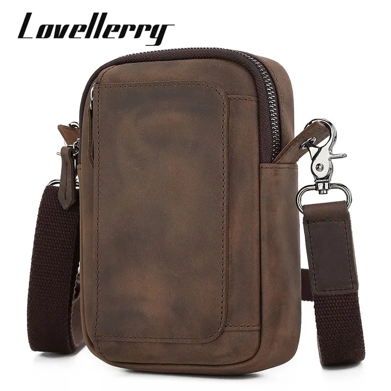 2022 New Men Phone Bag Genuine Leather Shoulder Crossbody Multifunctional Man Waist Bag Card Holders Coin Pocket Male Handbag