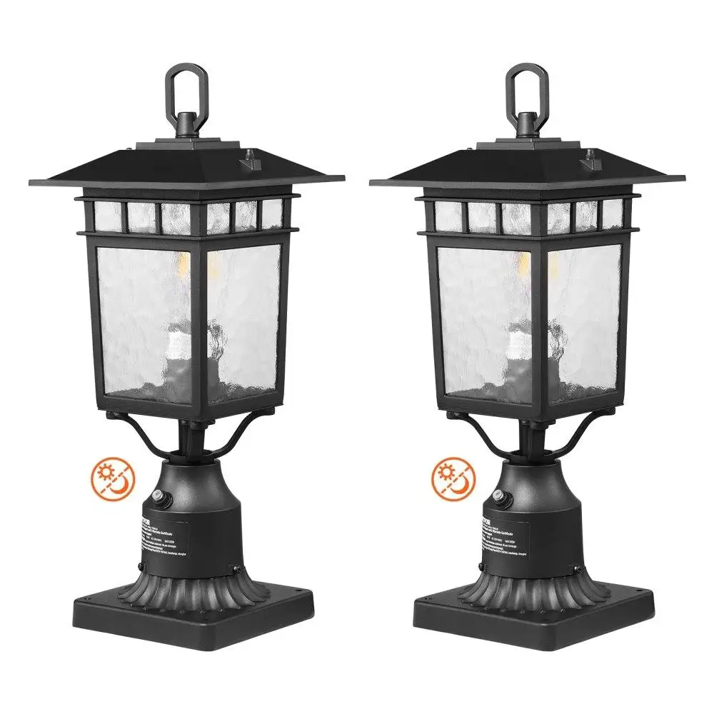 

2 Piece Dusk Dawn Outdoor Lamp Post Light 15.75 Inch Pole Pier Mount Fixture
