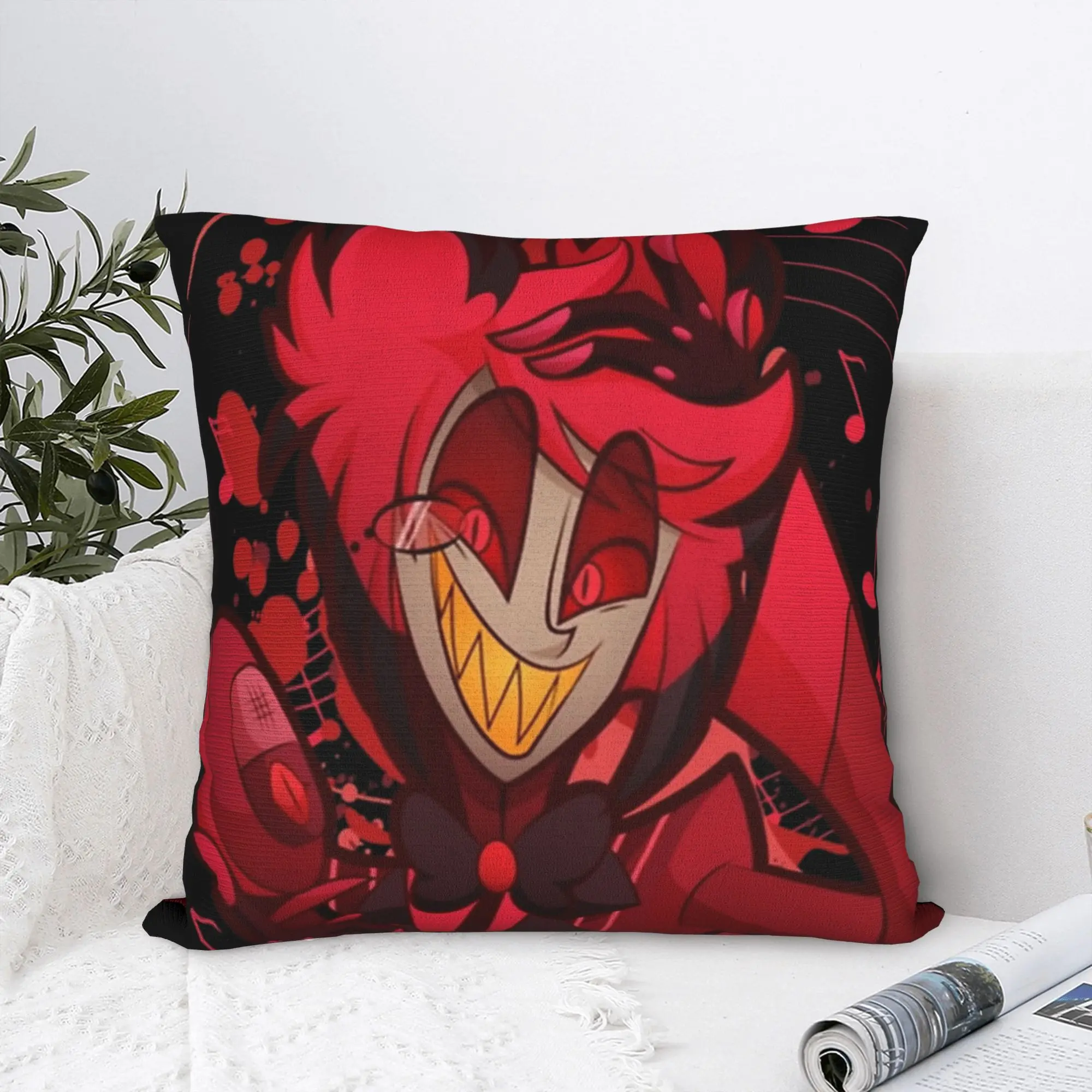 Pillow Case Hazbins Hotels Alastor the Radio Demon Soft  Pillow Cover For Sofa Bedroom Home Decor Funny Pillowcases