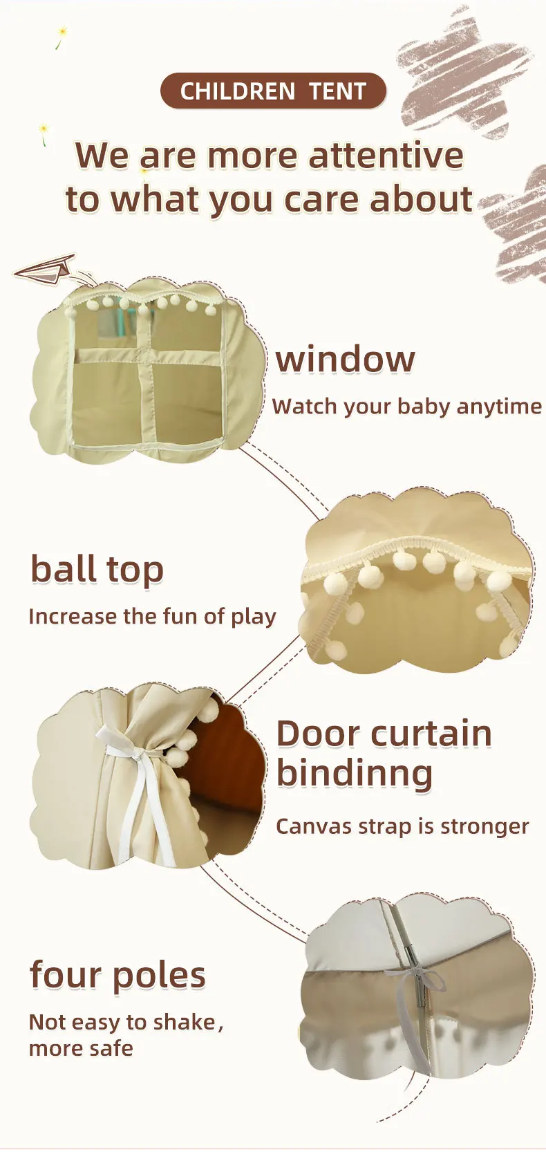 Klappbares Spielzeugzelt für Kinder, Spielhaus, großes Tipi-Zelt für Kinder, Prinzessinnenschloss, Kinder-Geschenke im Freien, Spielzeugzelt, Schloss