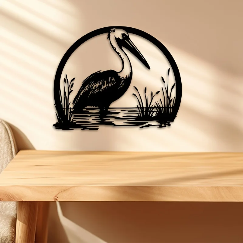 CIFBUY 1pc Coastal Pelican Metal Wall Art,Stylish Iron Mural,Weatherproof Sculpture for Beach Home,Gift for Coastal Decor Lovers