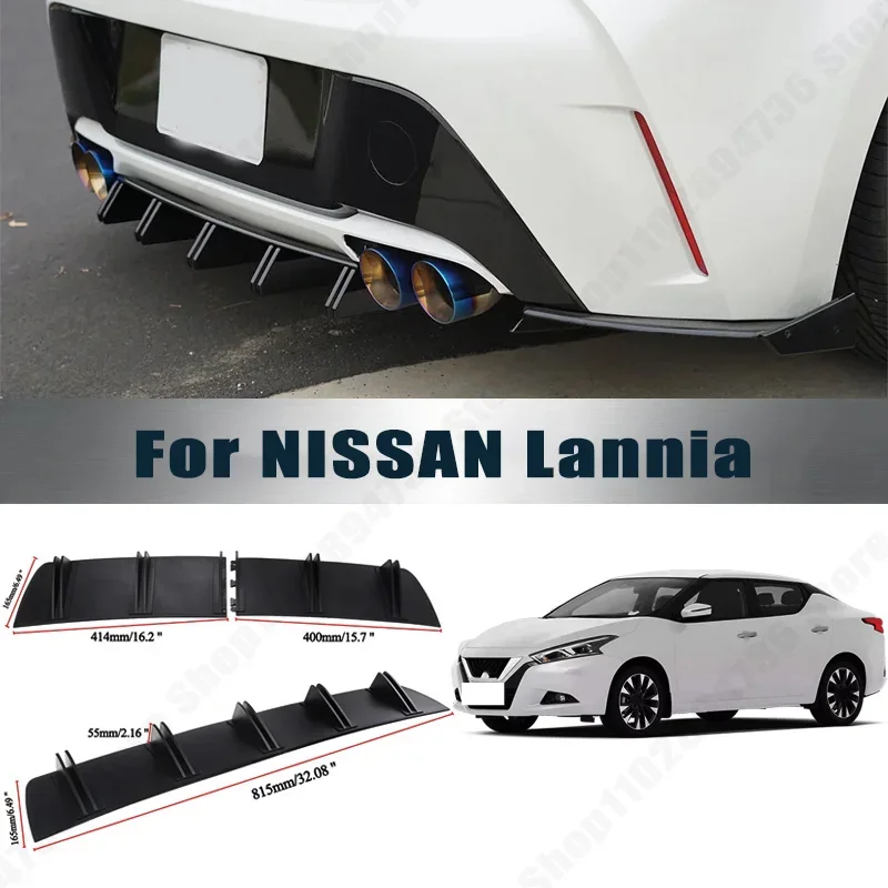 Rear Bumper Shark Fin Diffuser ABS Curved Aero Splitter Anti-Collision Chassis Protector For NISSAN Lannia Car Styling