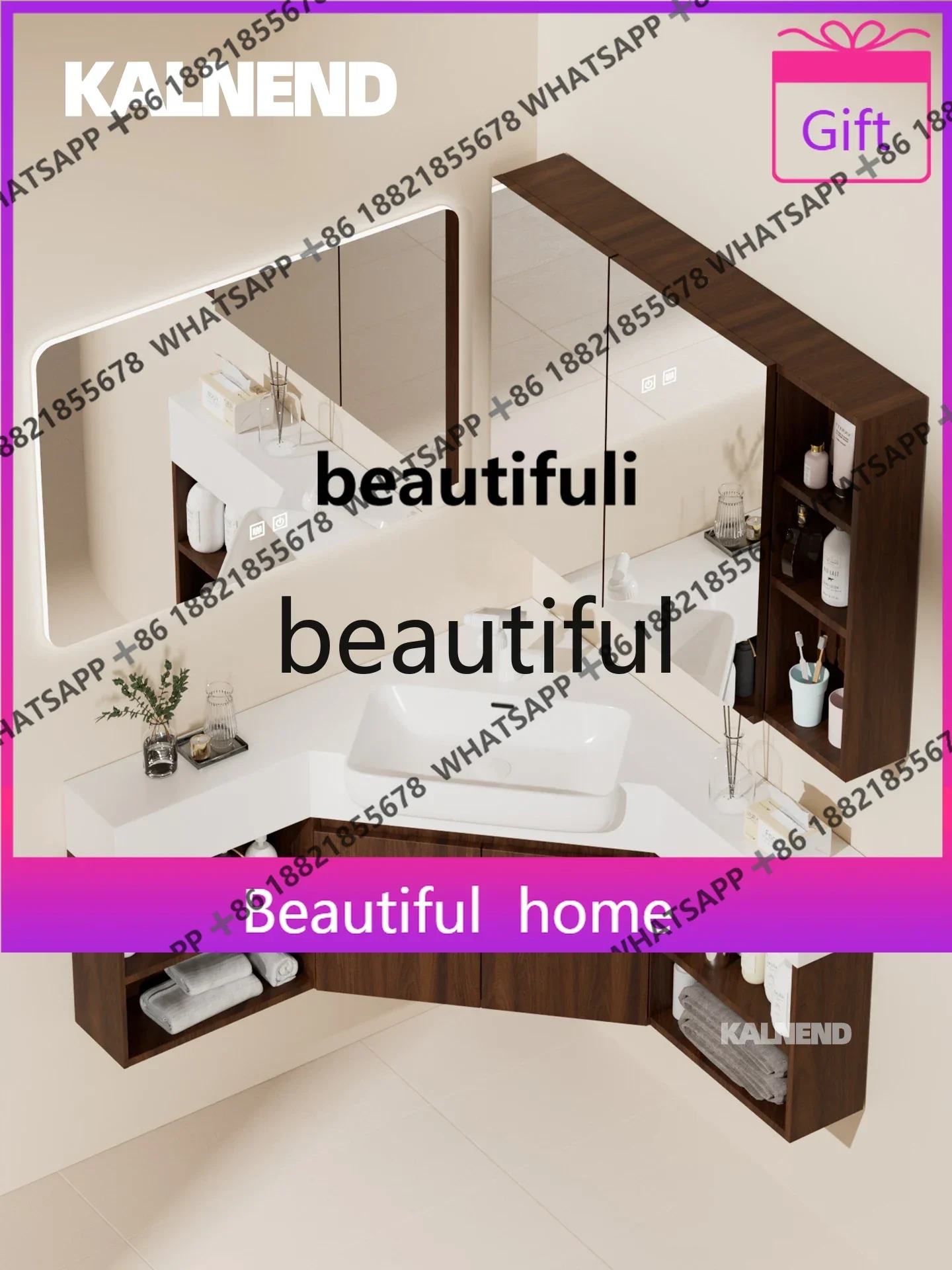 Corner bathroom cabinet combination seamless toilet washstand pool triangular ceramic basin vanity table
