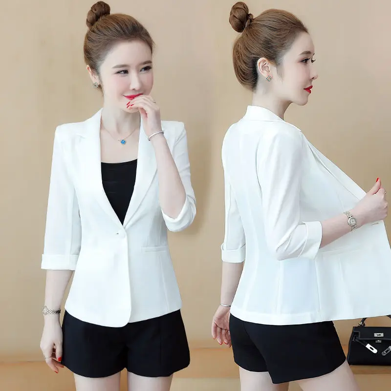 Mulher elegante e jovem blazer waffle sem botão bordado bloqueado adequado meia vida hit conjunta gracioso temperamento hipsters