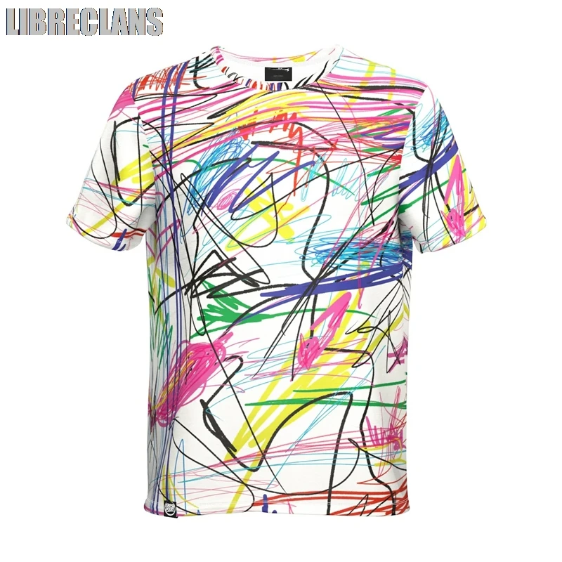 Hip Hop Graffiti Street Men's T Shirt 3D Print Fashion Cool Graphic Crew Neck Short Sleeve T Shirts Personality Cool Tee Tops