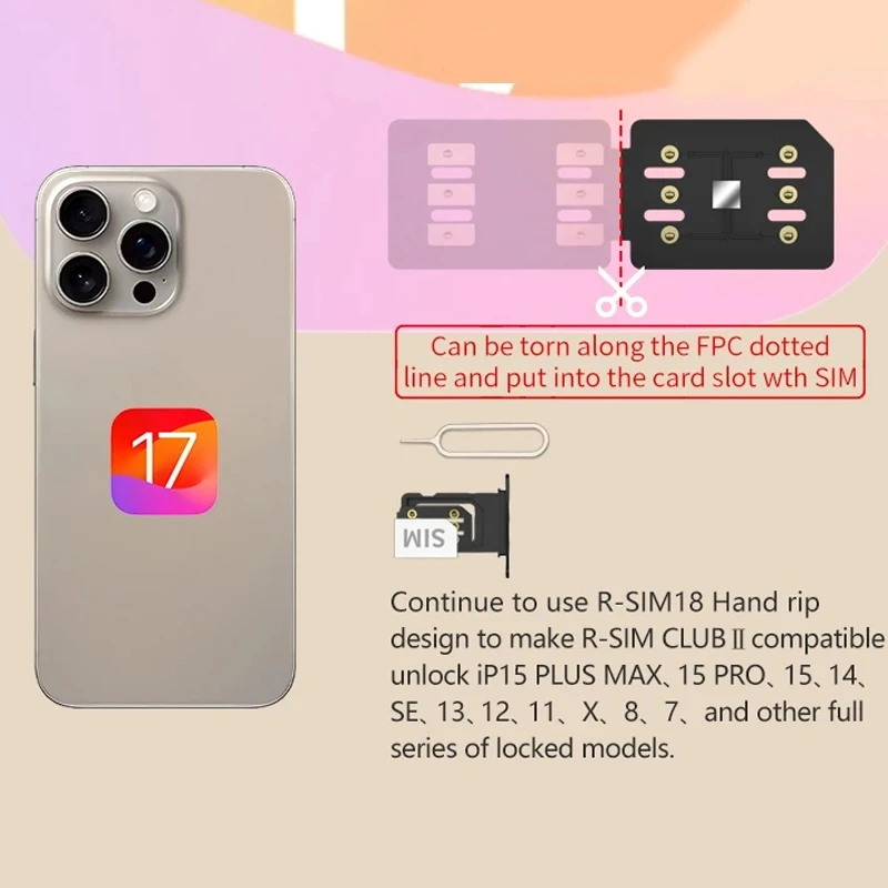 R-SIM CLUB 2 Unlock Card For IOS17 System iPhone 15 12 13 14