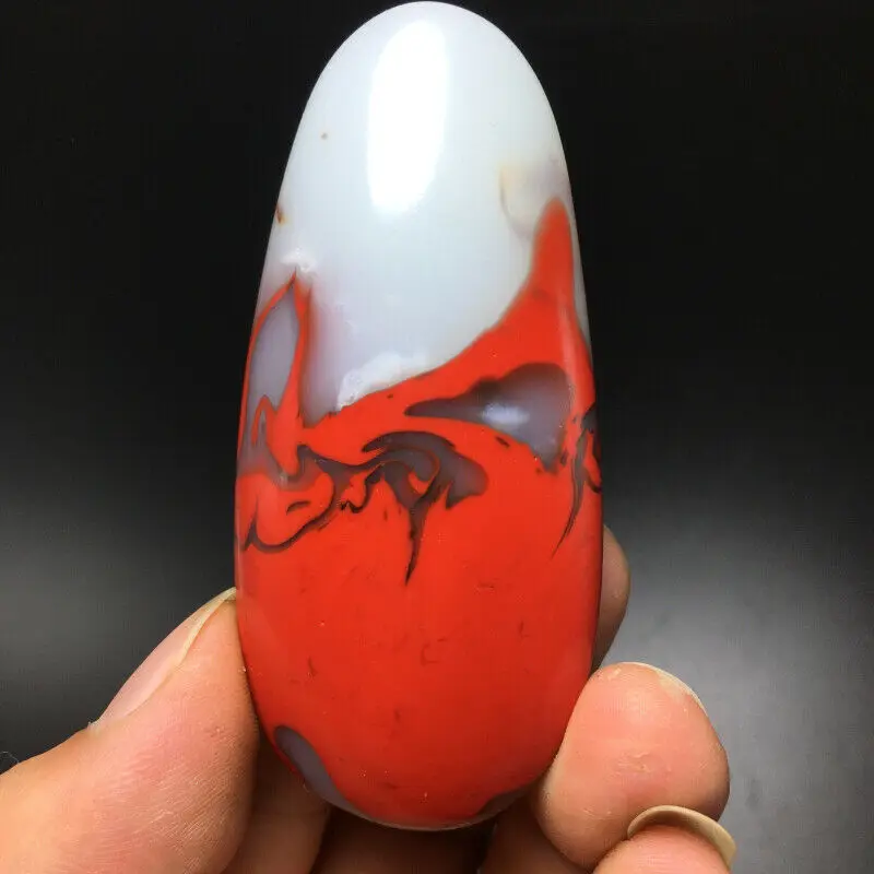 top NATURAL red chalcedony QUARTZ CRYSTAL Hand-carved Free body HEALING 1pcs