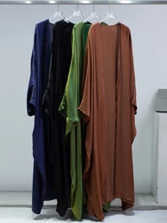 Abayas de seda muçulmanas para mulheres, Caftan marroquino, Ramadã, Islã, Dubai, Árabe, Manto Longo, Cardigã, Vestido de Festa, Eid, Primavera, 2022