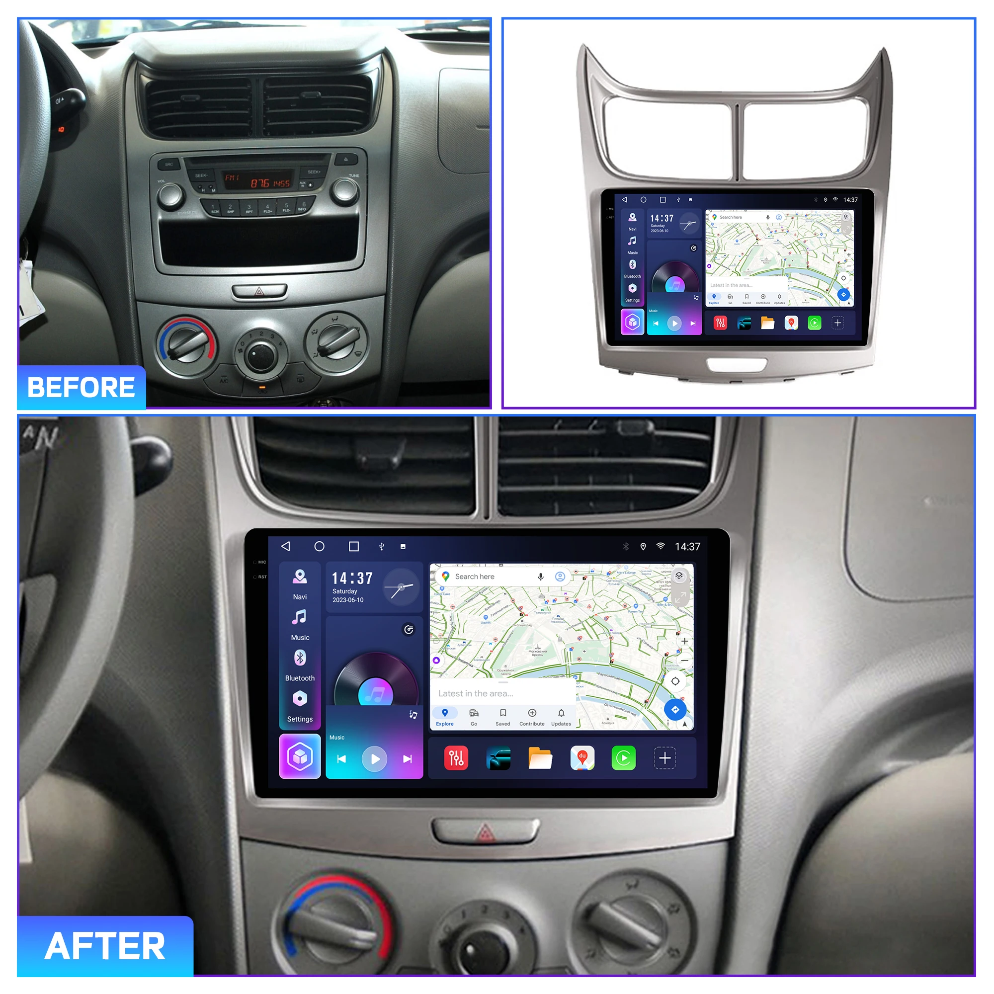 Penhui Android Car DVD Player 2 Din for Chevrolet Sail 2009 - 2013 Multimedia Screen with DSP, Bluetooth, Audio & CarPlay