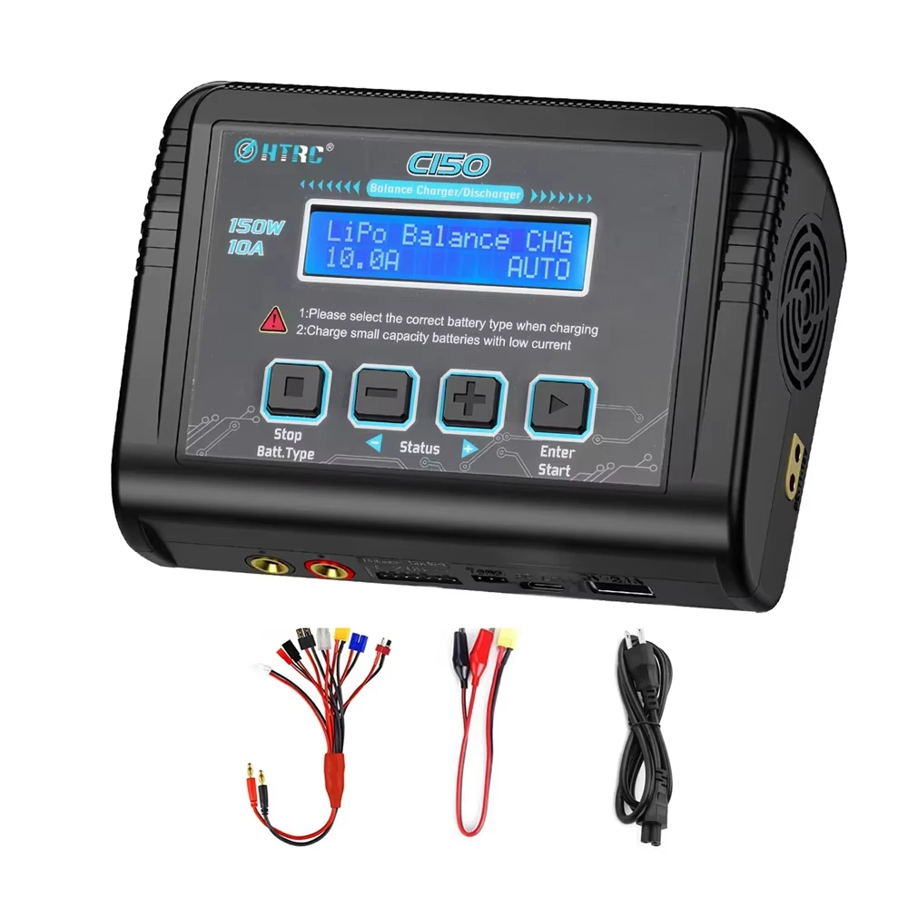 

HTRC C150 AC/DC Charger 150W 10A LiPo LiHV LiFe Battery Balance Charger Discharger with 8 in 1 Cable