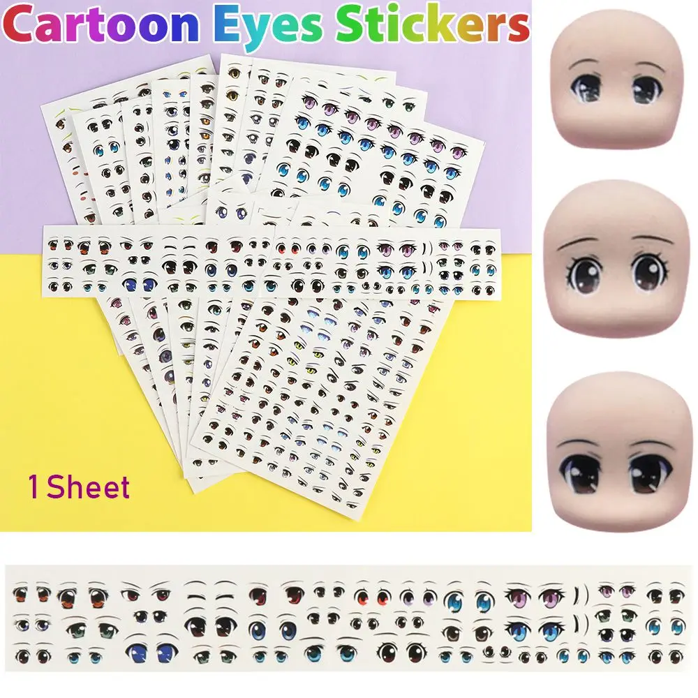 1 Sheet Multistyles DIY Doll Accessories Anime Figurine Doll Cute Sticker Cartoon Eyes Stickers Clay Decals Face Organ Paster