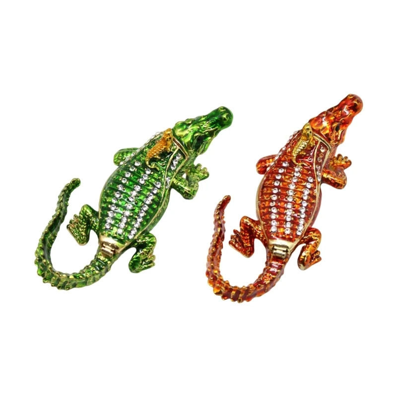 

F2TD Stylish Metal Crocodiles Jewelry Box Spacious Interior Compartments
