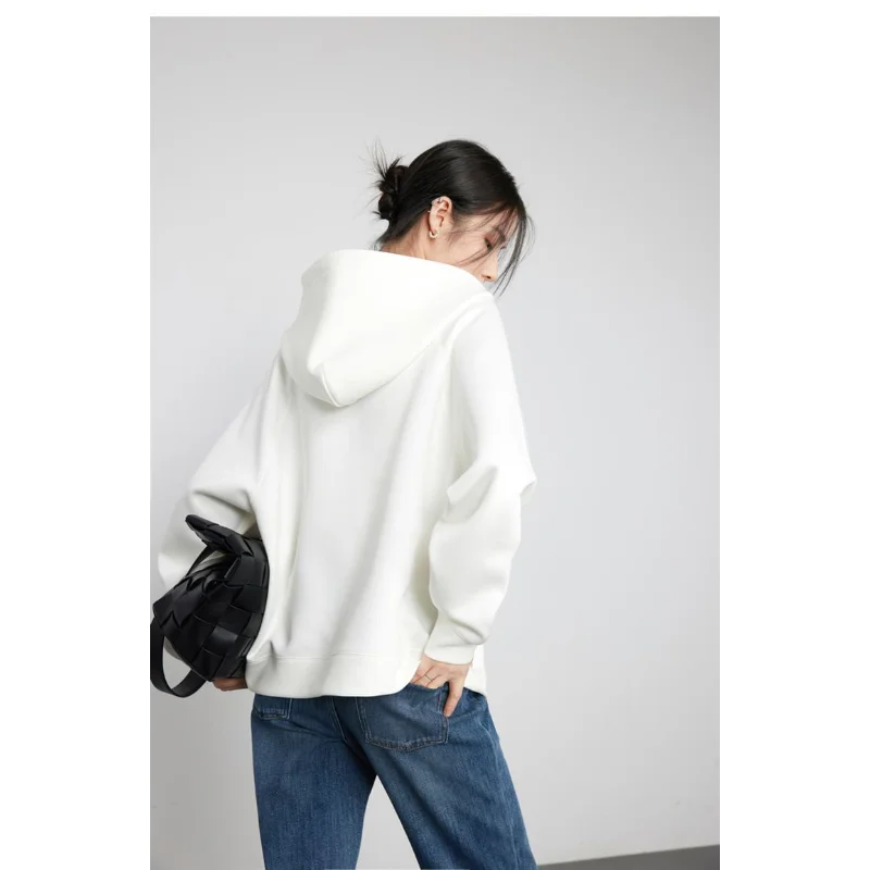 레트로 하프 집업 긴팔 스웨트셔츠 여성용 신상 패치워크 포켓 심플 후드 루즈 탑