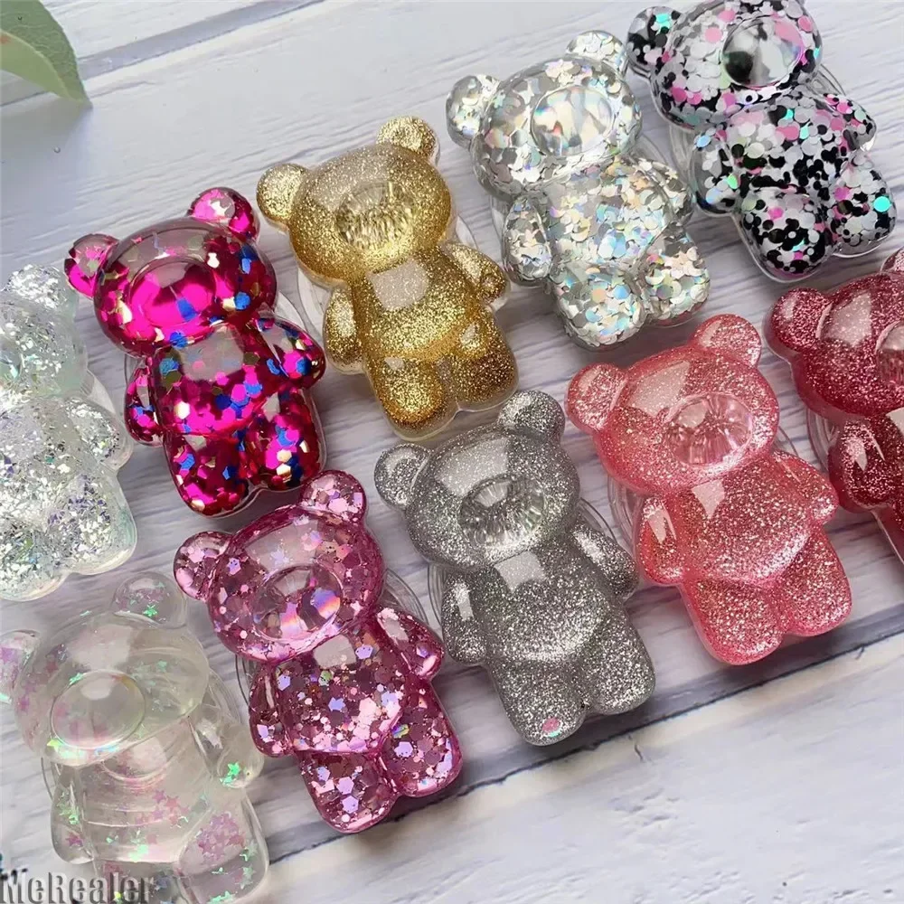 

Креативная 3D-подставка для телефона в виде медведя с лазерным радужным градиентом, аксессуар для мужчин и женщин, совместима с iPhone 16/Samsung