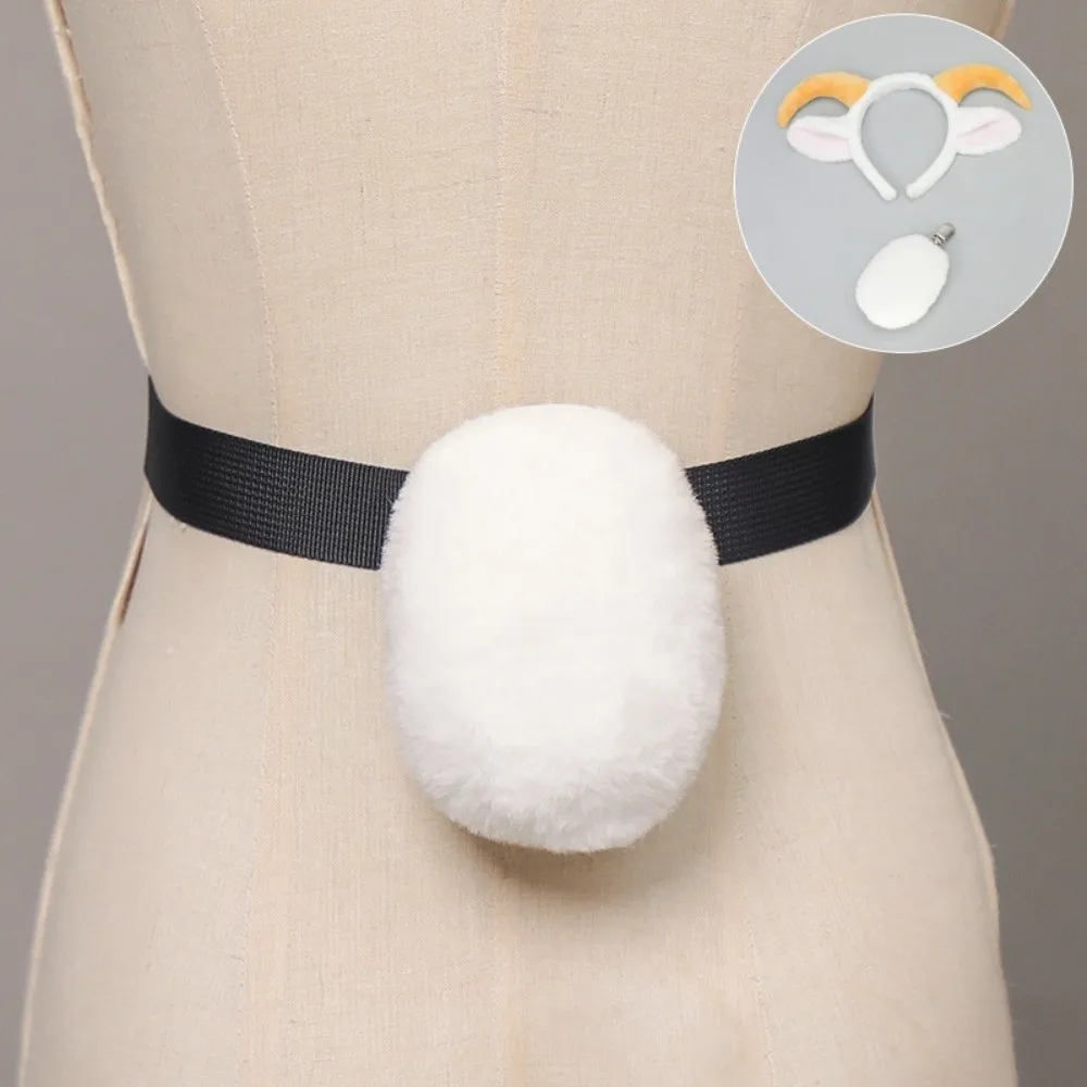 Furry Cute Sheep Horn Hair Band Soft Goat Ears Headband Creative Sweet Lamb Cosplay Tail Lolita Accessories