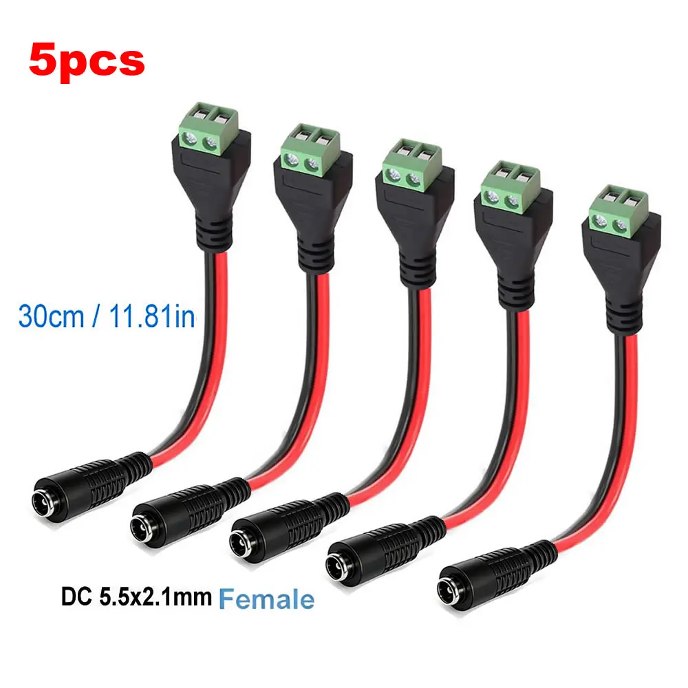 DC 5,5mmx2,1mm Schraubklemmenadapter Stromverlängerungskabel DC auf 2-Pin Lötfreier Steckverbinder Ersatz-Reparaturkabel