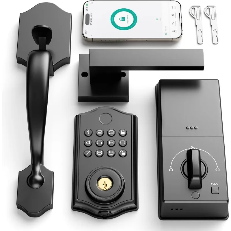 

Smart Front Door Lock Set, APP Control Keyless Entry Door Lock with Handle, Smart Fingerprint Deadbolt