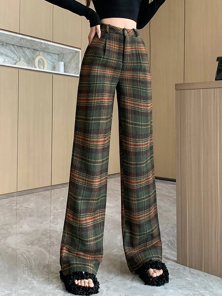 Women\'s Plaid Baggy Sweatpants Harajuku Streetwear Fashion Aesthetic Pants Retro 2000s Vintage Oversize Wide Leg Trouser Clothes