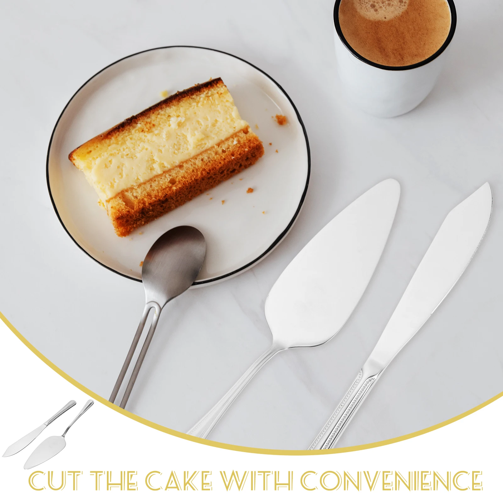 

Cake Knife Set Baking Accessories Spatulas for Cakes Silver Stainless Steel Bride